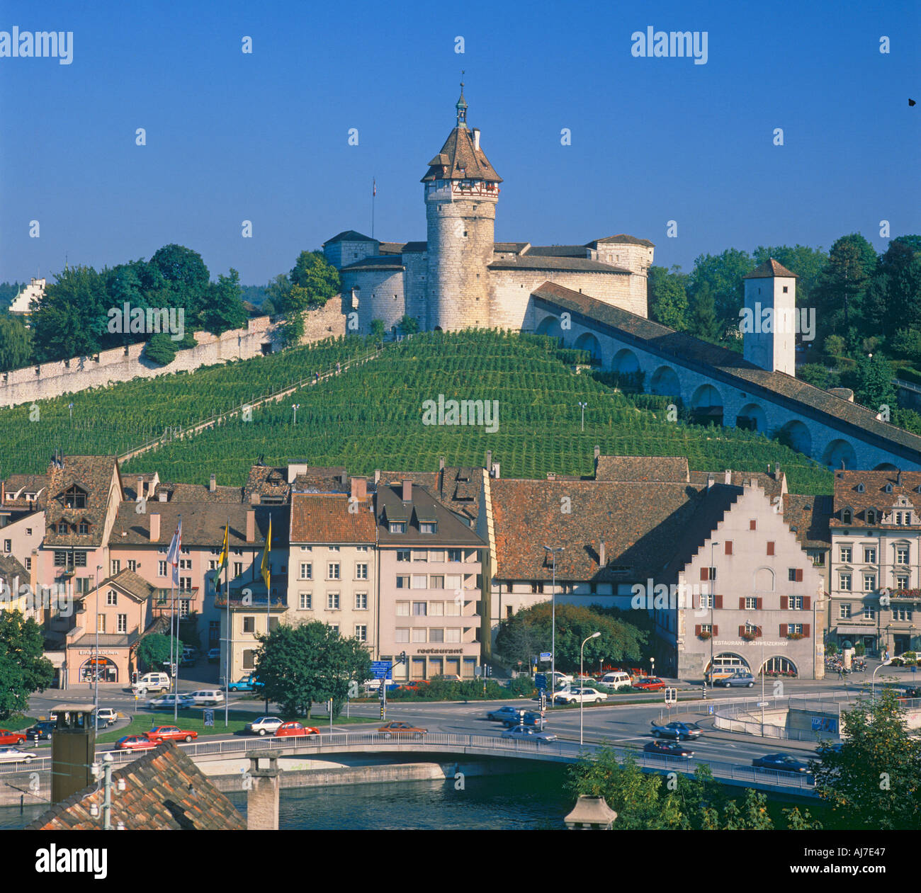 Dorf von Schaffhausen Schweiz am Rhein Stockfoto