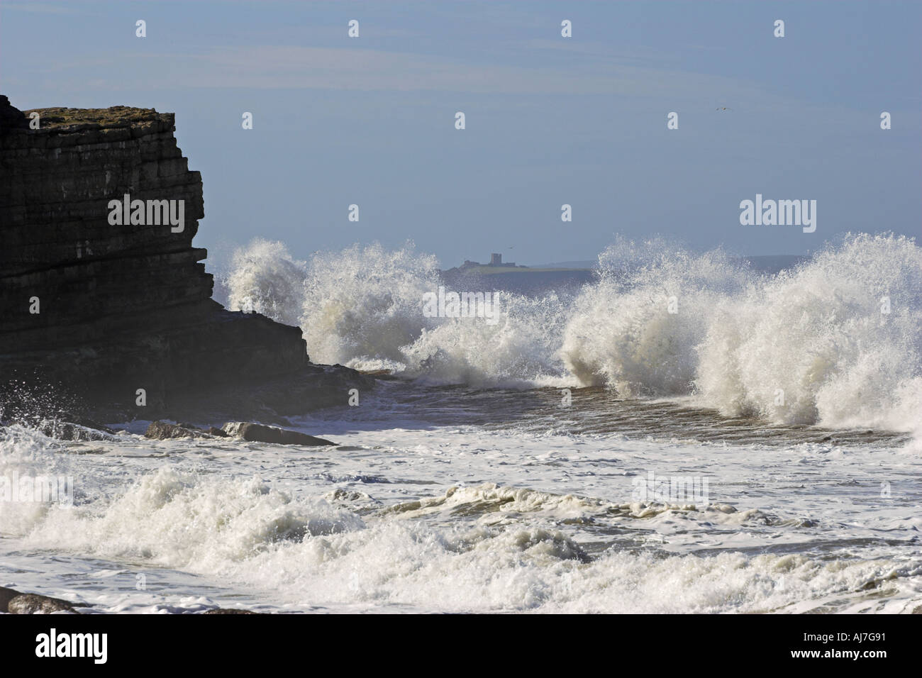 Rough Sea at Filey Brigg Yorkshire Coast UK Stockfoto