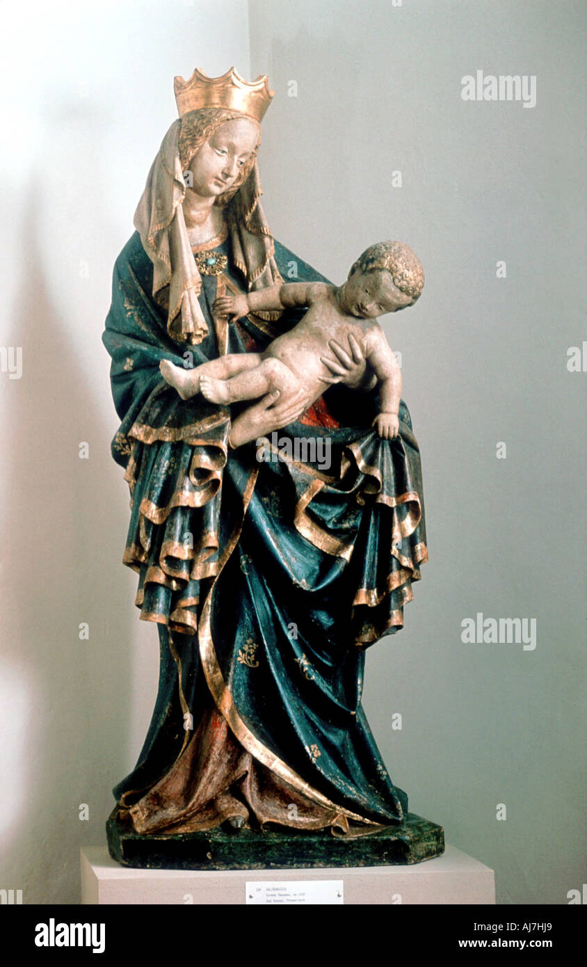 'SMadonna", bemalte Statue, von der Pfarrkirche, Bad Aussee, Österreich. Artist: Unbekannt Stockfoto