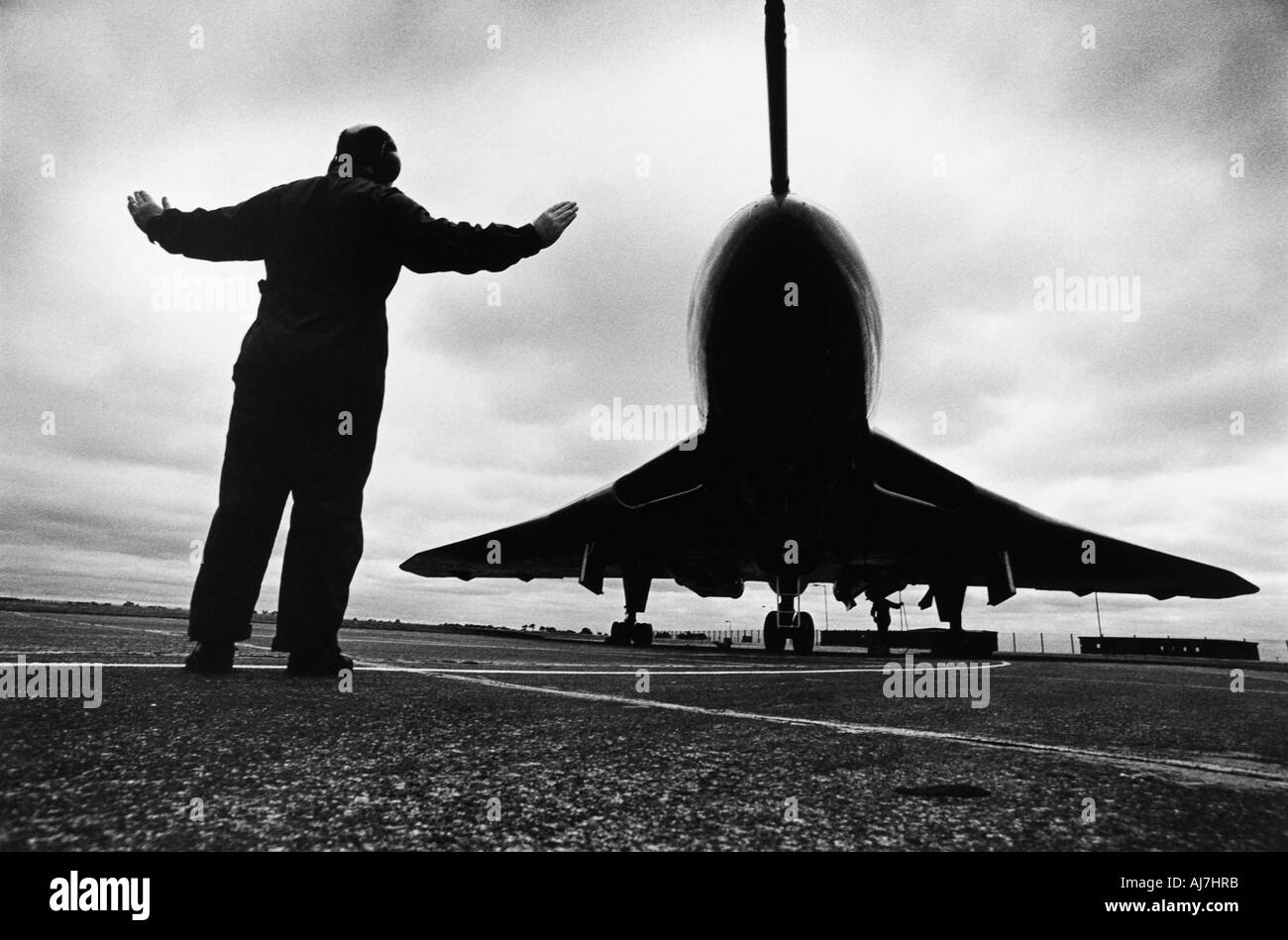 Pre-Flight prüft, bevor Avro Vulcan XH558 die letzte macht jemals RAF Flug nach Bruntingthorpe UK Stockfoto