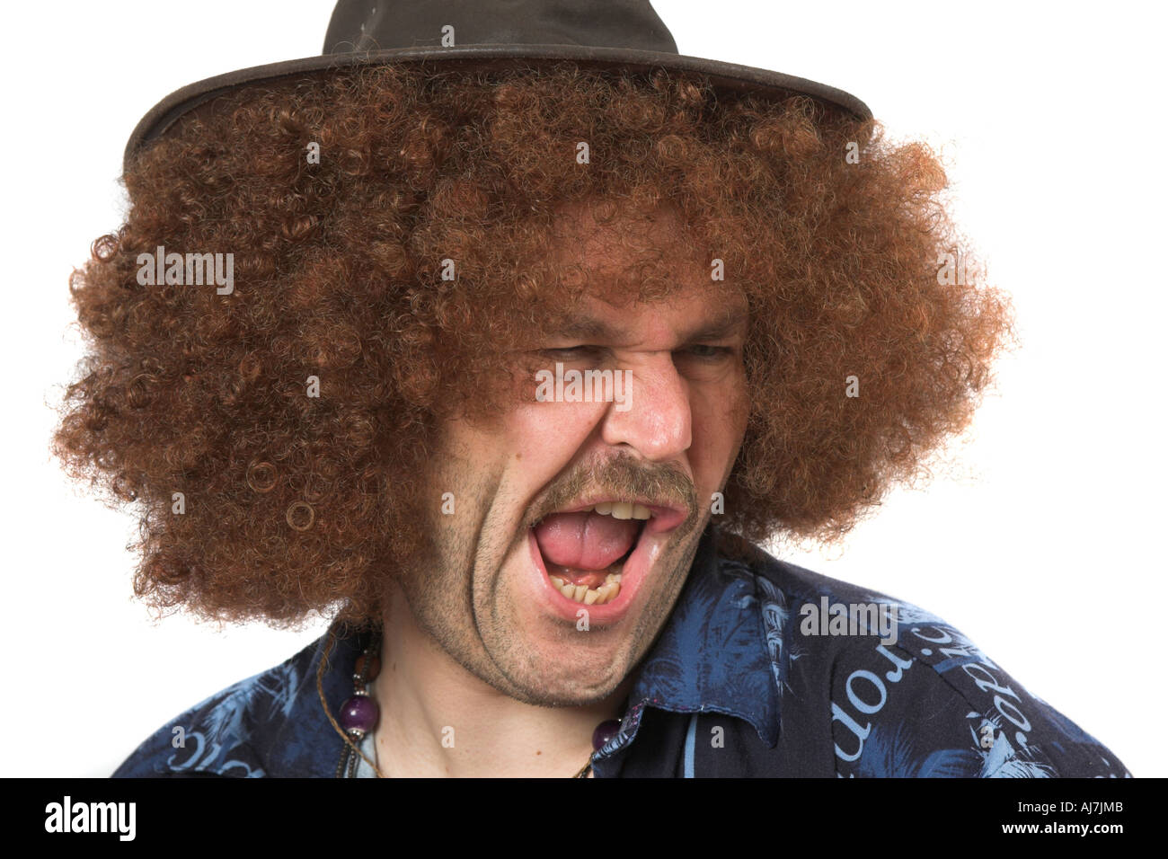 Mann mit verrückten Ausdruck auf seinem Gesicht Stockfoto