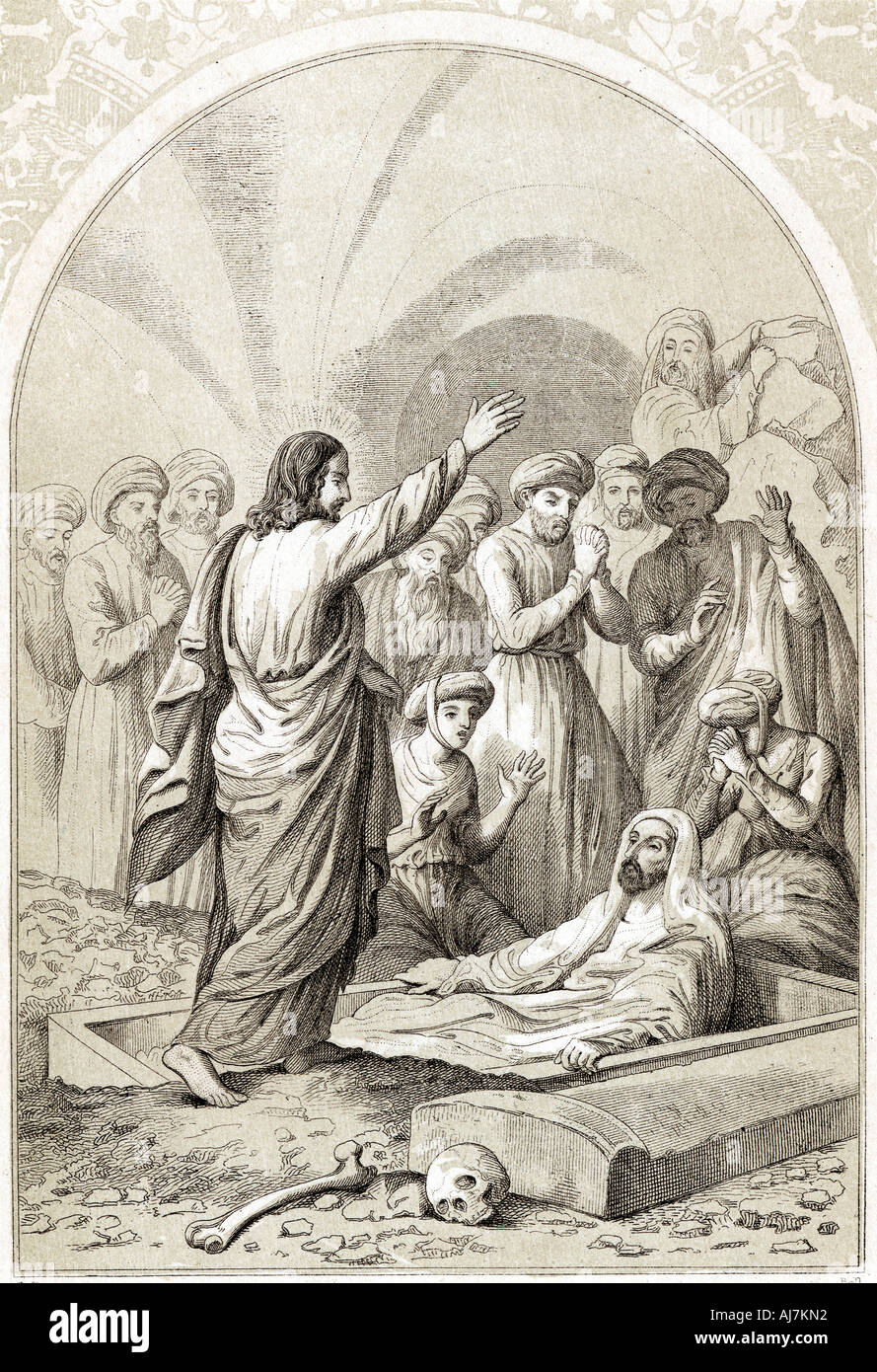 Jesus heben Lazarus aus dem Grab, c 1880. Artist: Anon Stockfoto