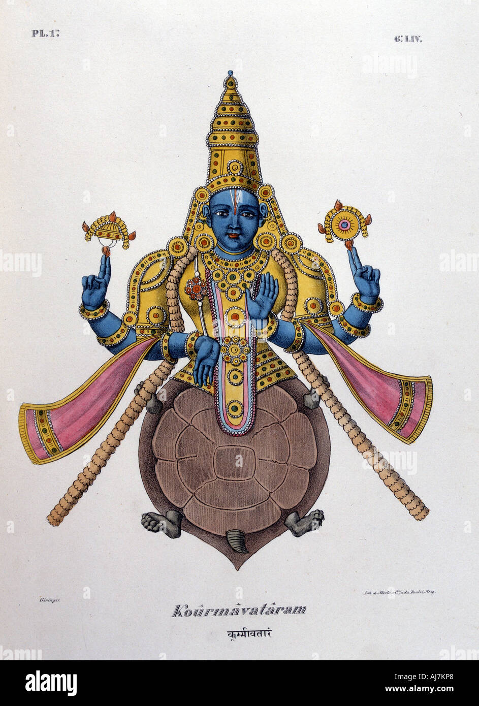 Vishnu, einer der Götter des hinduistischen Dreifaltigkeit (trimurti), 1828. Artist: Anon Stockfoto