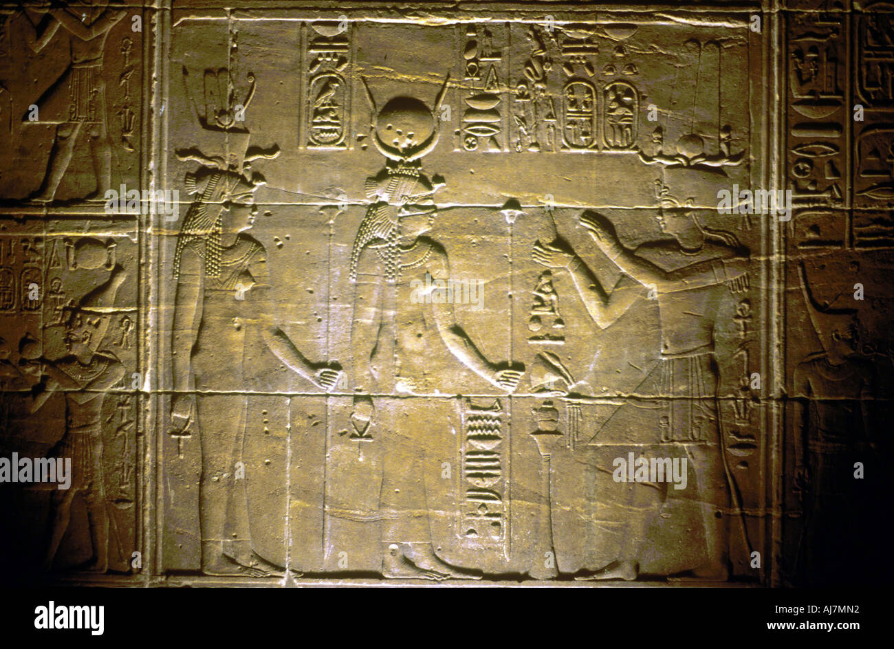 Kalkstein Relief an der Tempel von Philae, der ägyptischen Antike. Artist: Unbekannt Stockfoto