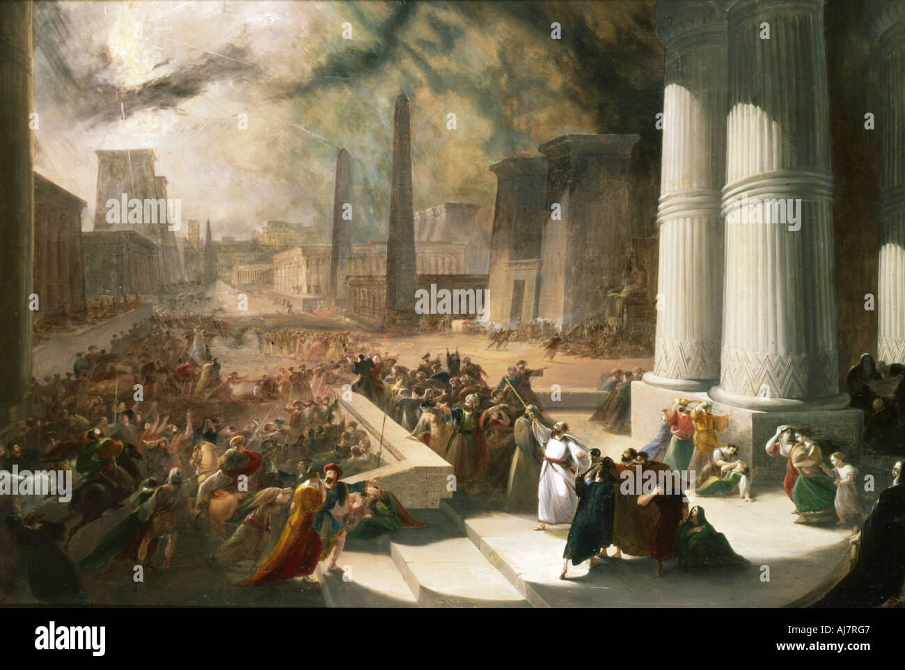 "Eine der sieben Plagen in Ägypten. Das Wasser des Nil wandte Blut rot', aus dem frühen 19. Jahrhundert. Artist: John Martin Stockfoto