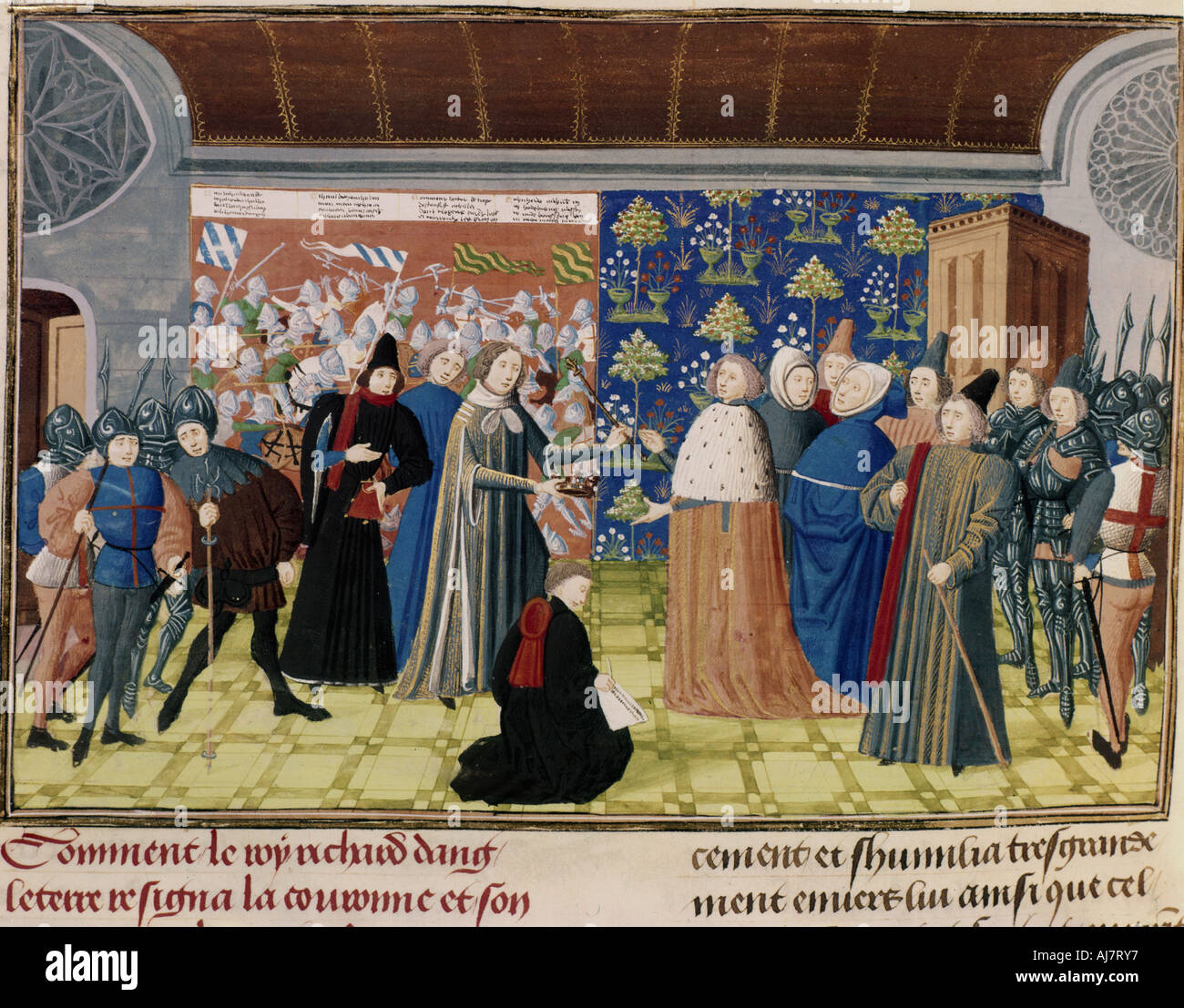 Richard II. übergab die Krone, 1399. Artist: Unbekannt Stockfoto