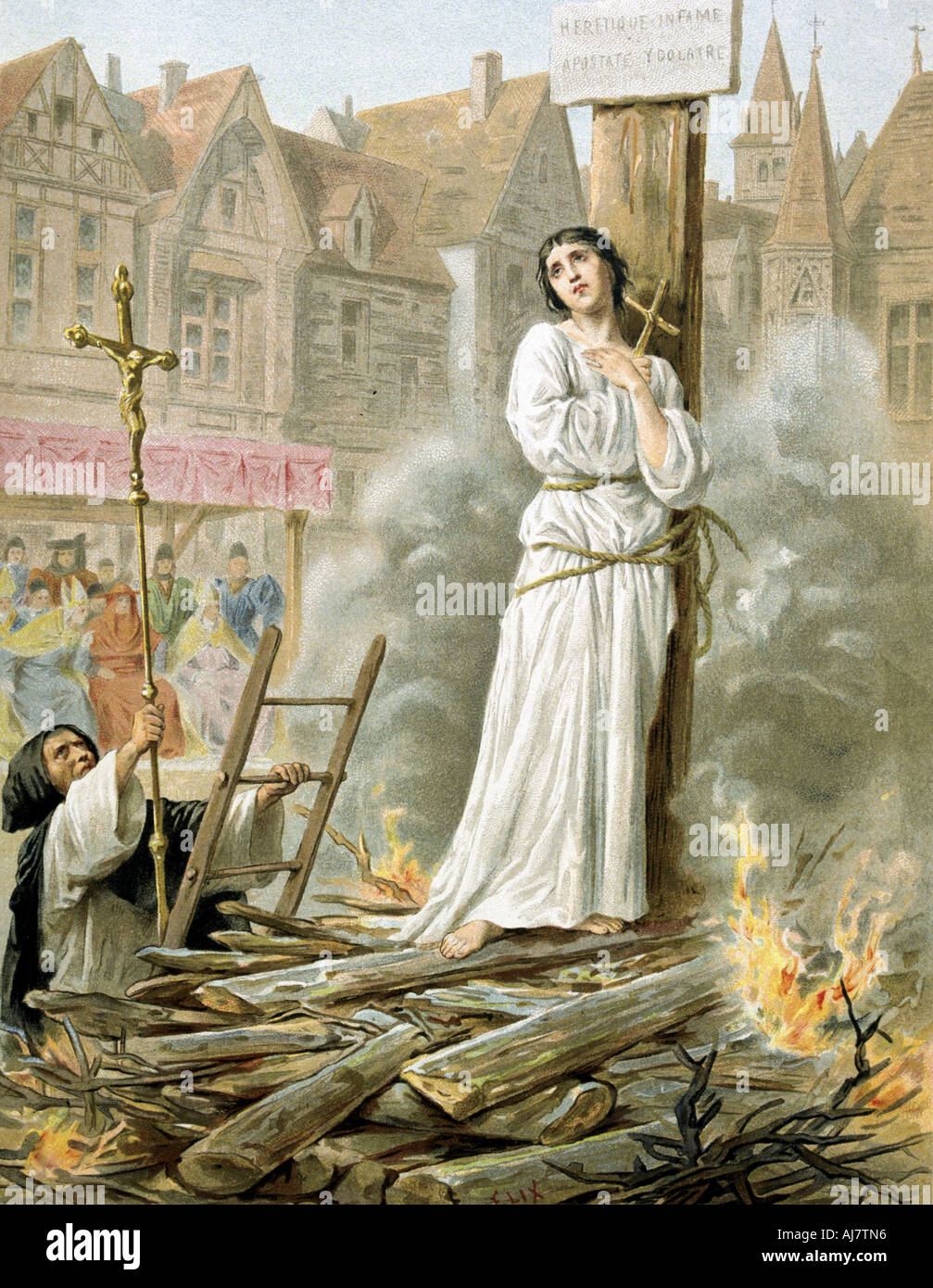 Jeanne d'Arc (c 1412-1431), Jungfrau von Orleans, französischer Patriot und Märtyrer (19. Jahrhundert). Artist: Unbekannt Stockfoto