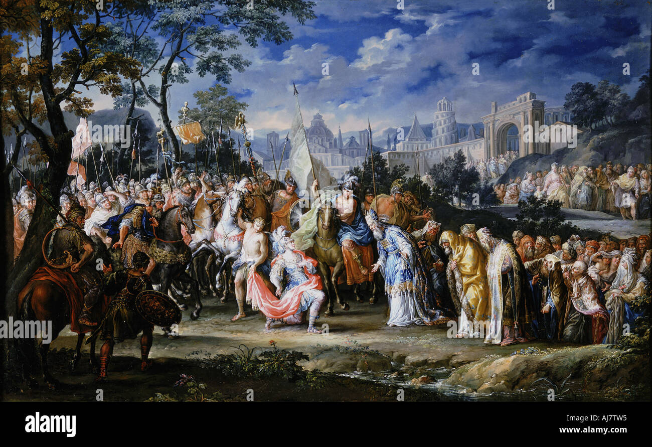 ' Eingabe von Alexander dem Großen in Babylon', 331 v. Chr. (18. Jahrhundert). Artist: Johann Georg Platzer Stockfoto