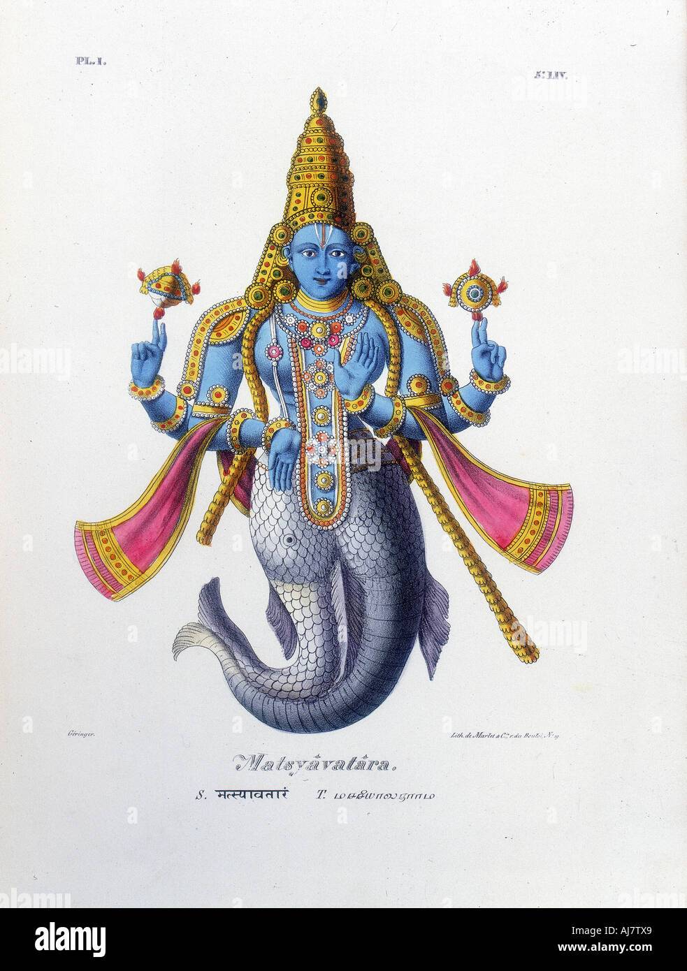 Vishnu, einer der Götter des hinduistischen Dreifaltigkeit (trimurti), c 19. Artist: EIN GERINGER Stockfoto