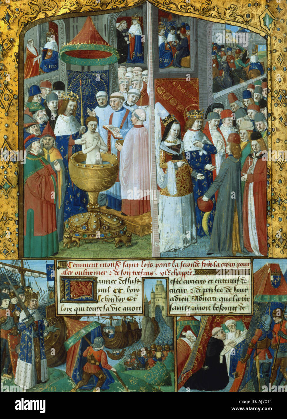 Szenen aus dem Leben von Ludwig IX., König von Frankreich, 13.Jahrhundert (15. Jahrhundert). Artist: Unbekannt Stockfoto