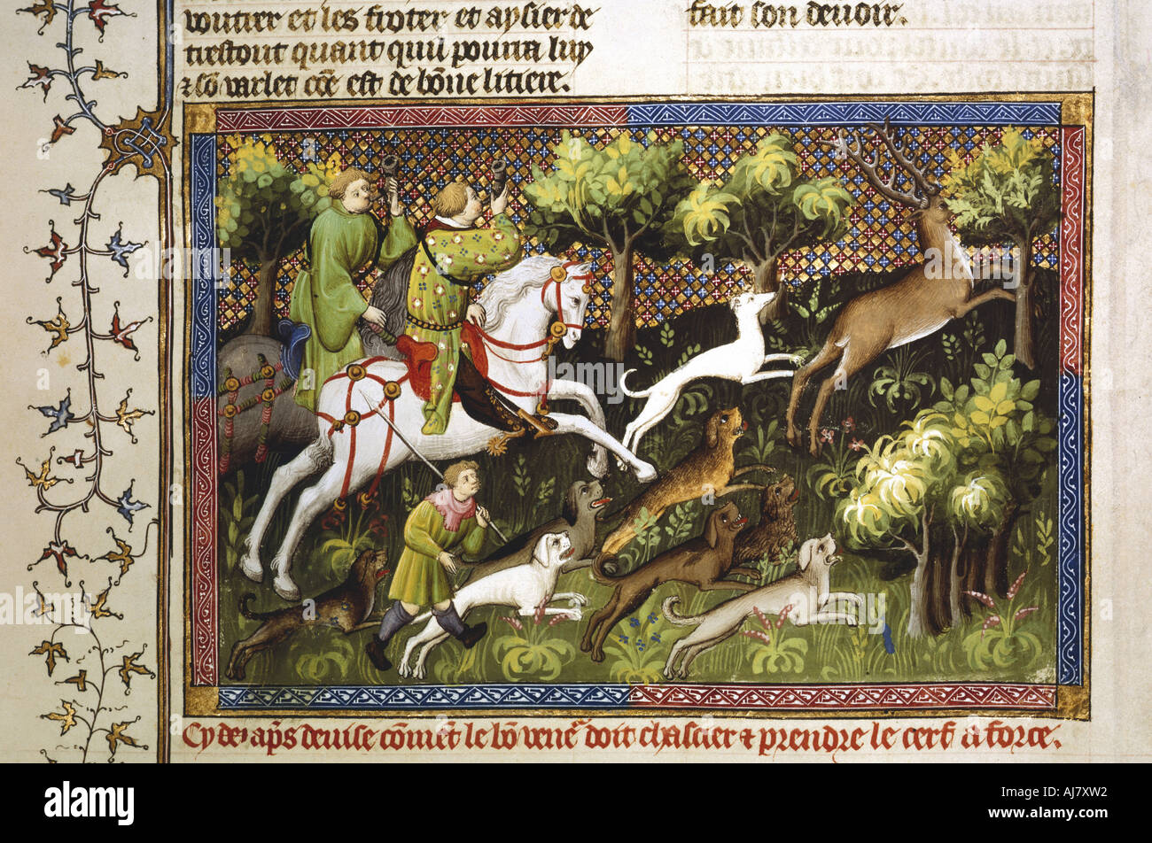 Deer Hunt, 15. Jahrhundert. Artist: Unbekannt Stockfoto