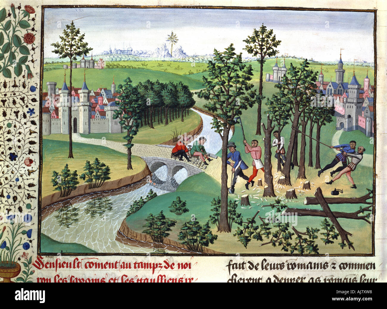 Eine strasse zu bauen, aus dem 15. Jahrhundert. Artist: Unbekannt Stockfoto