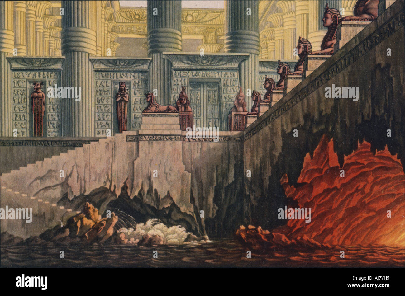 Design für eine Produktion von Mozarts Oper 'Die Zauberflote" ("Die Zauberflöte"), 1816. Artist: Karl Friedrich Schinkel Stockfoto