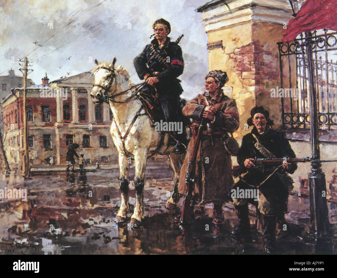 "Die ersten Tage der Oktoberrevolution', Russland, 1917 (1949). Artist: Georgi Savitsky Stockfoto