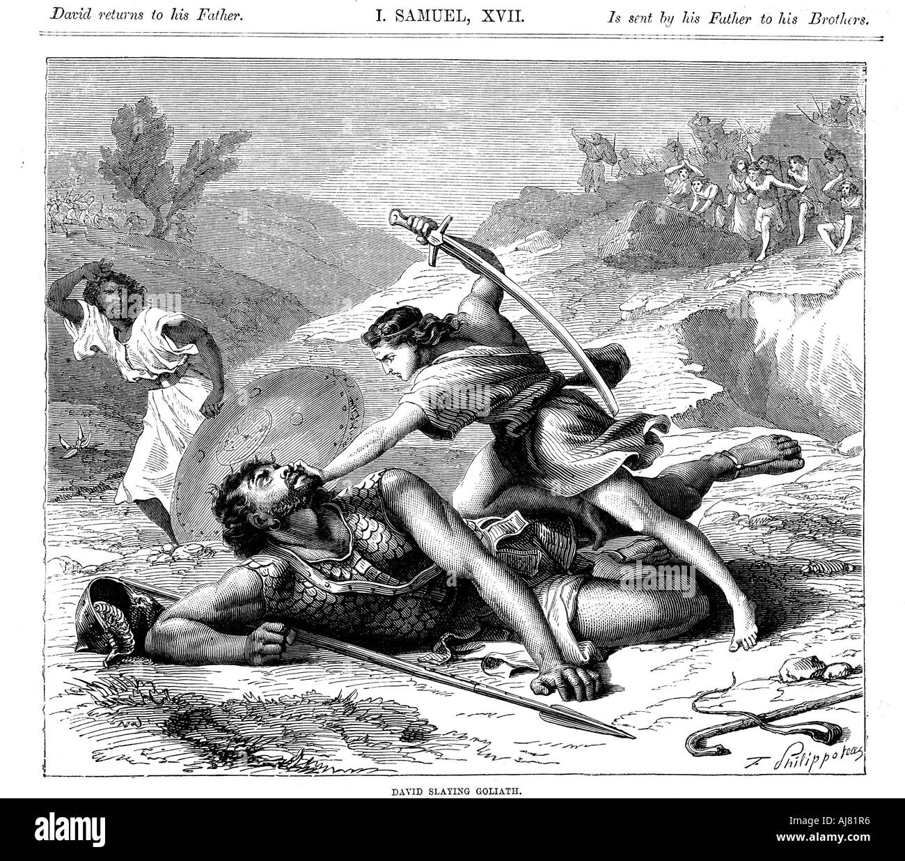 David den Philister Slaying Riesen Goliath, c 1870. Artist: Unbekannt Stockfoto