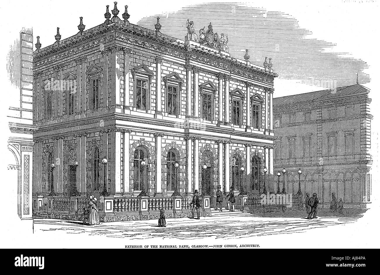 Außenansicht der Nationalbank, Glasgow, Schottland, c 1850. Artist: Unbekannt Stockfoto