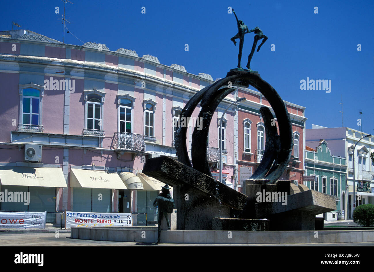 Moderner Brunnen Silves Algarve Portugal Stockfoto