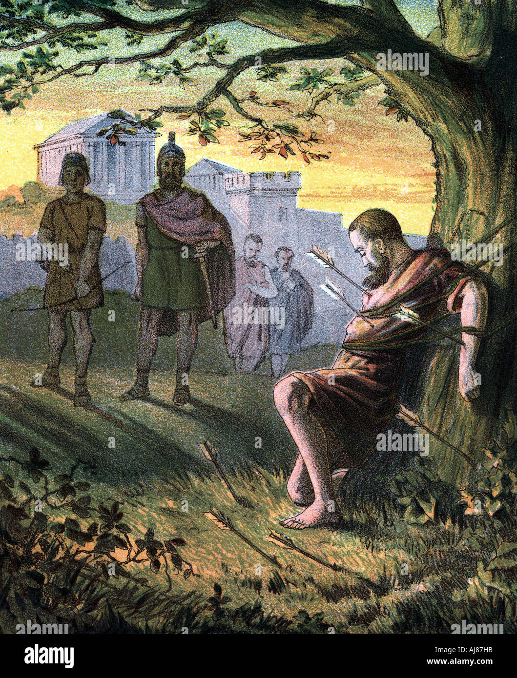 St. Sebastian, christlicher Märtyrer, Mitte des 19. Jahrhunderts. Artist: Unbekannt Stockfoto