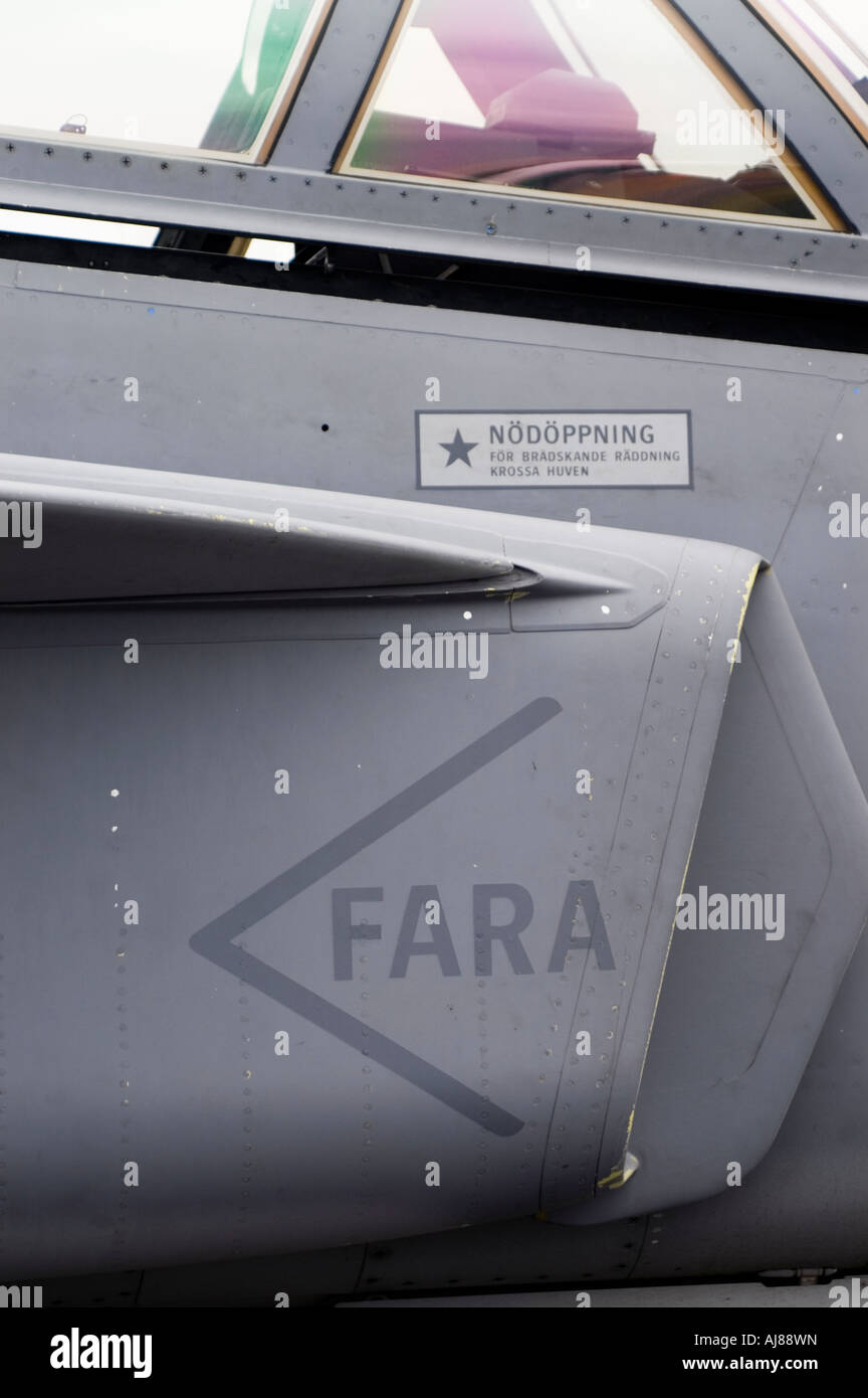 Saab JAS 39 Gripen Ansaug in Farnborough International Airshow. Stockfoto