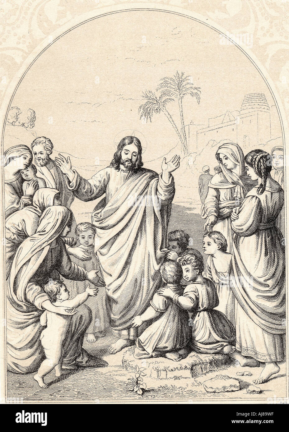 Christus segnet die Kinder, c 1880. Artist: Unbekannt Stockfoto