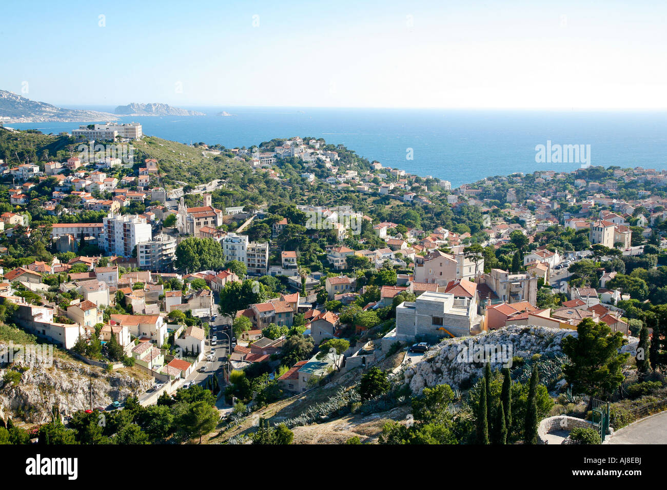 Übersicht über die Ostküste von Marseille, Frankreich. Stockfoto