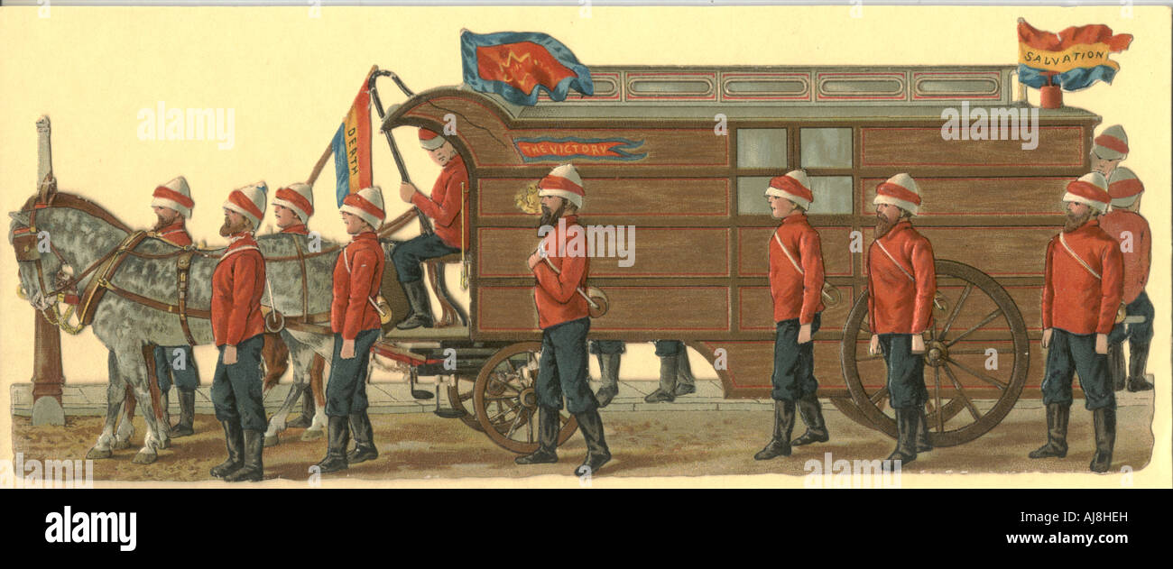 Chromolithographed mussen Schrott der Heilsarmee Wagen um 1880 Stockfoto