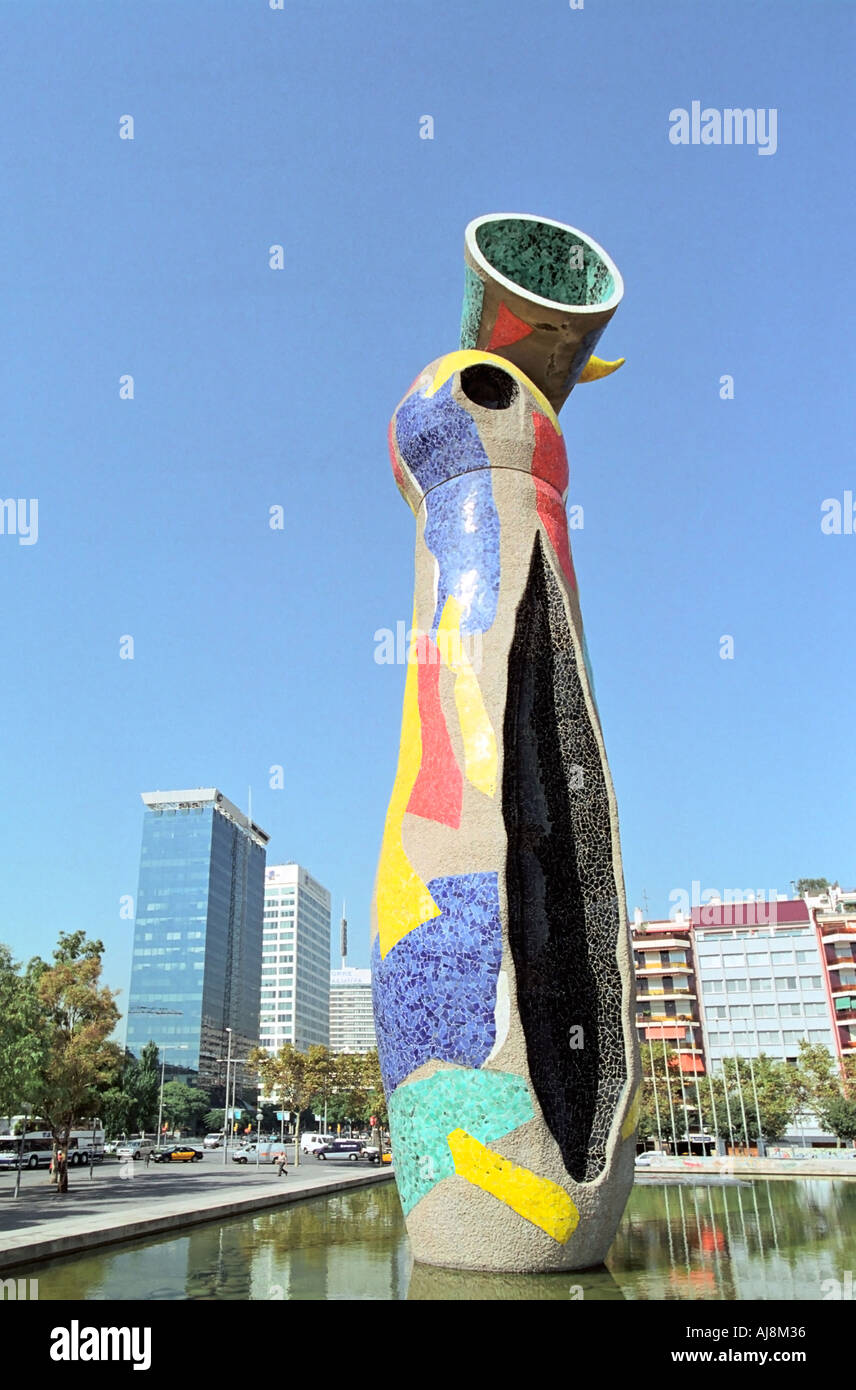Frau und Vogel Skulptur von Joan Miro Barcelona Spanien Stockfoto