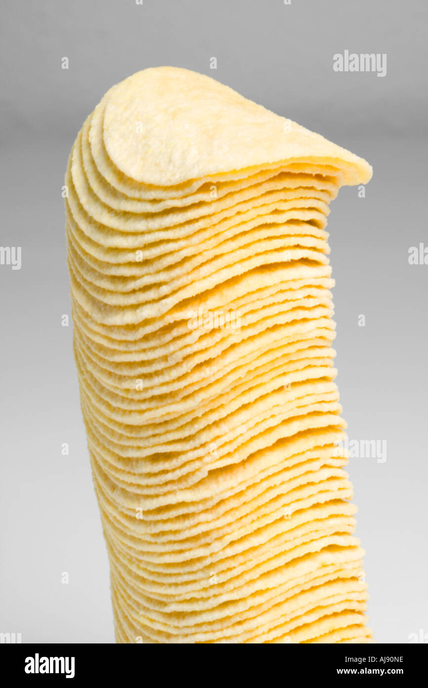 Stapel von Kartoffel-chips Stockfoto