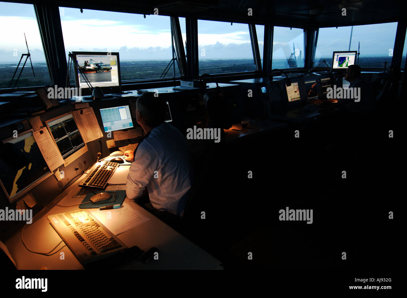 West-Terschelling Seatraffic Kontrollraum des Leuchtturms Brandaris Stockfoto