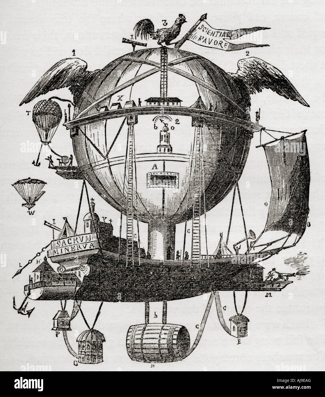 Der Minerva Ballon, entworfen von Étienne Gaspard Robert Stockfoto