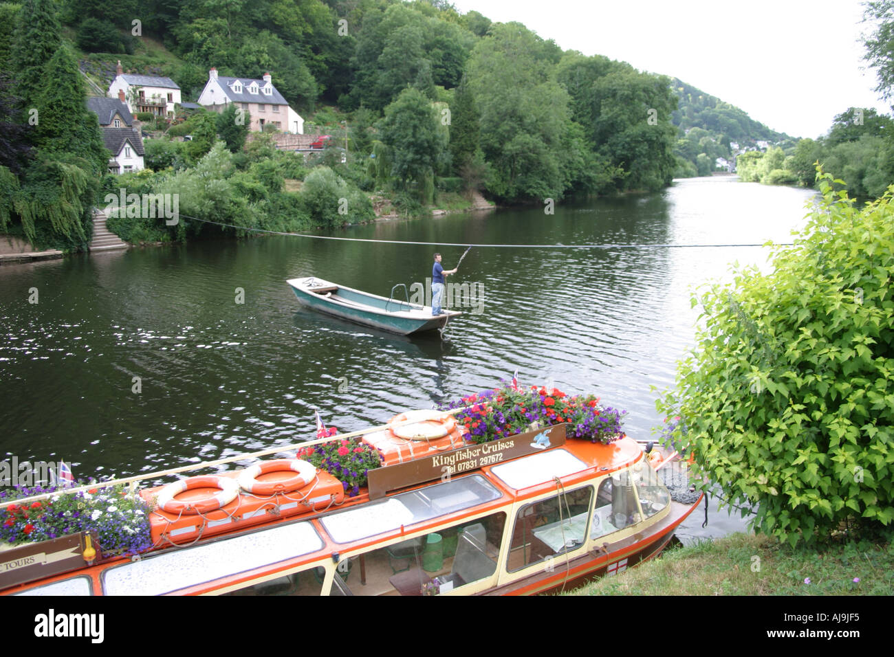 Hand gezogen Seil Fähre River Wye Symonds Yat Hereford und Worcester England Stockfoto