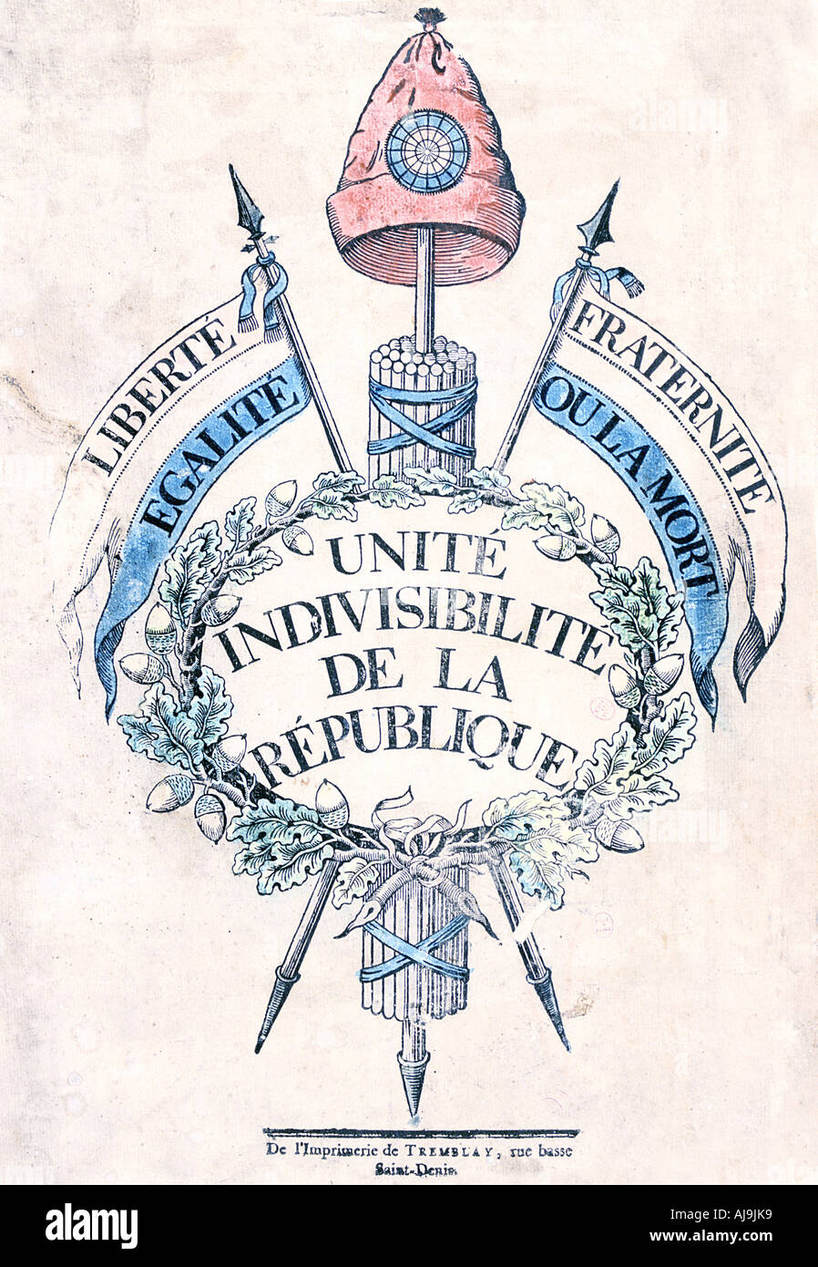 Französische Revolution 1789: Allegorische Emblem der Republik. Artist: Anon Stockfoto