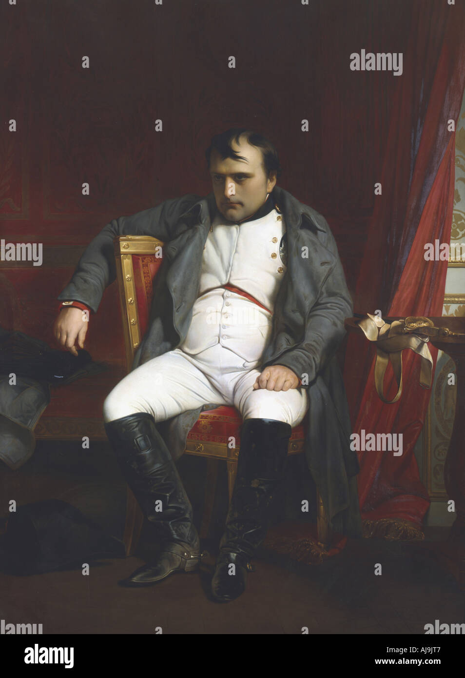 "Napoleon in Fontainebleau während der ersten Abdankung - 31. März 1814", (1845). Artist: Paul Delaroche Stockfoto