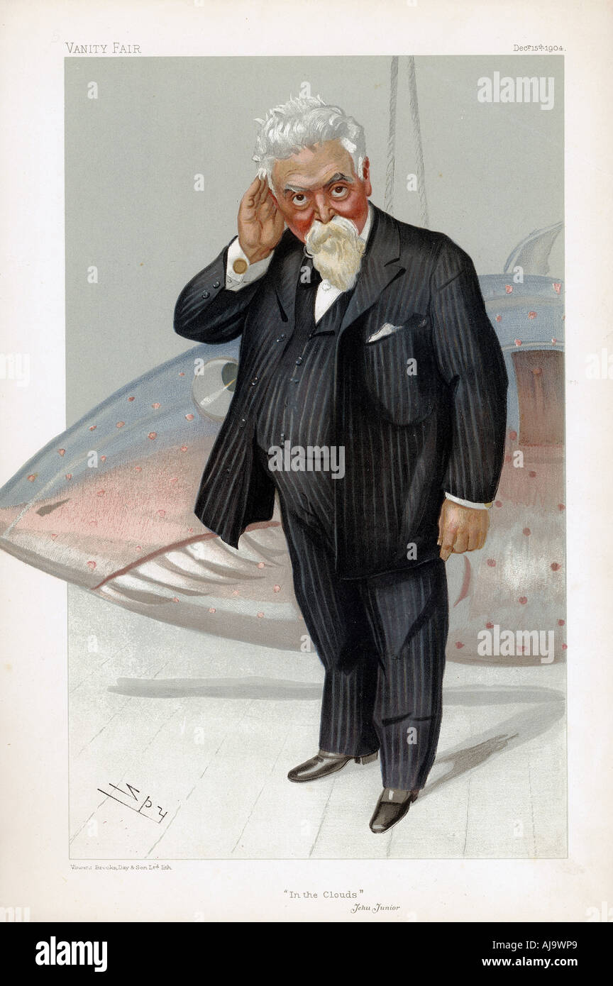 Hiram Stevens Maxim, American-born britische Erfinder und Ingenieur, 1904. Artist: Spy Stockfoto