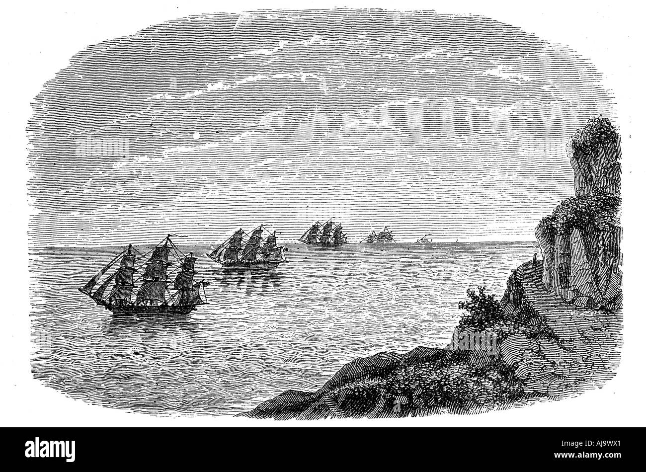 Krümmung der Erde, c 1880. Artist: Unbekannt Stockfoto