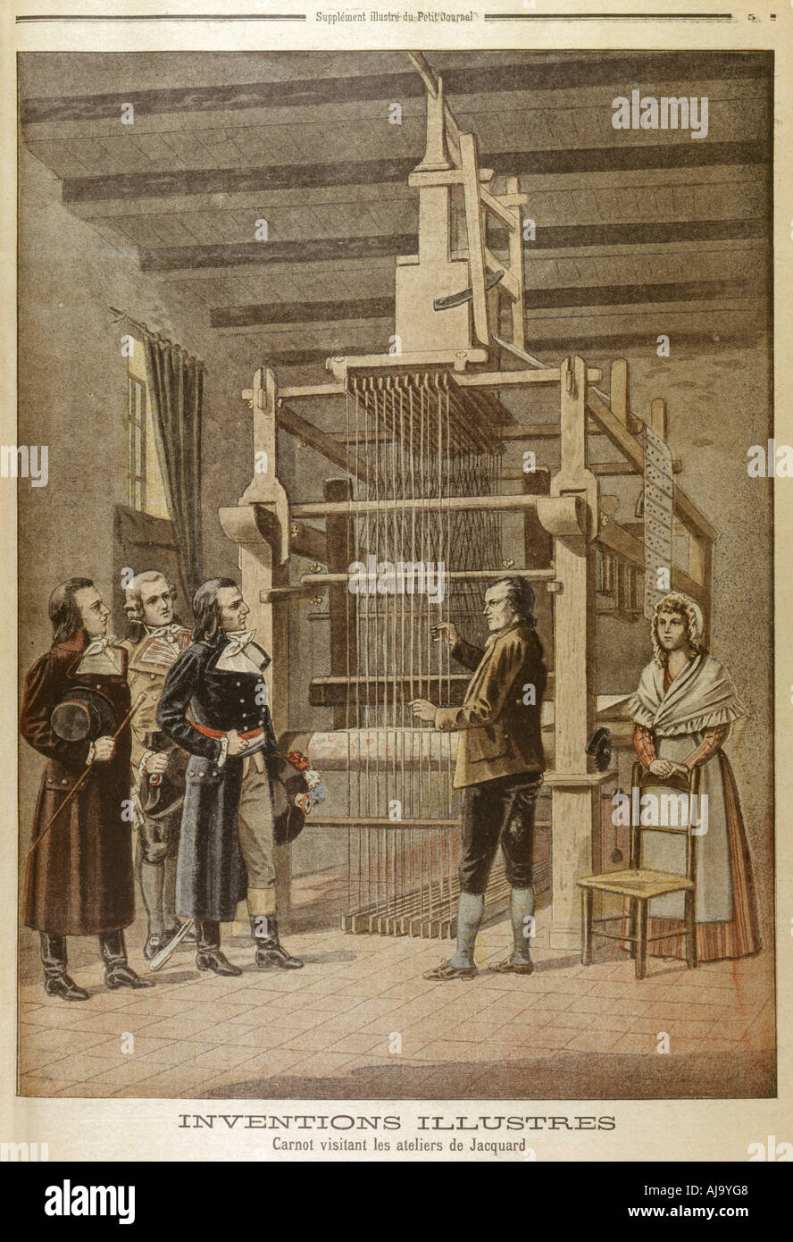 Joseph Marie Jacquard, zeigt seine Webstuhl zu Lazare Carnot, Lyon, Frankreich, 1801 (1901). Artist: Unbekannt Stockfoto