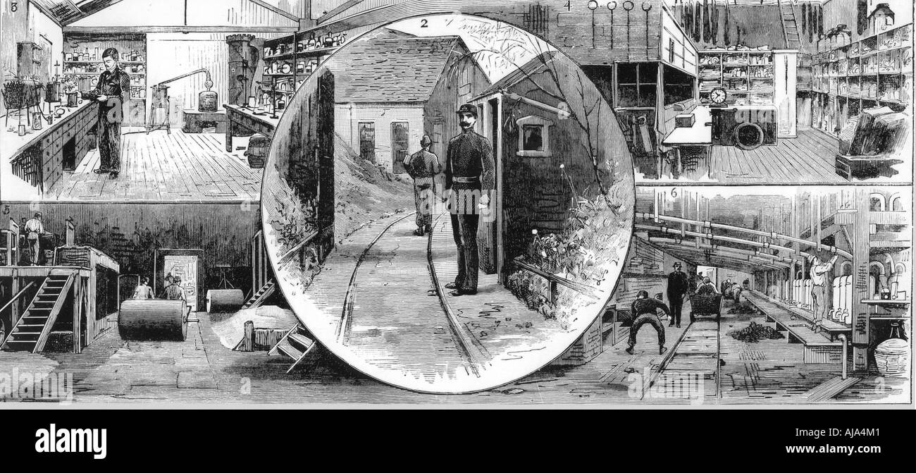 Arbeitnehmer bei der Nobelpreis Sprengstoff Company Limited, Ardeer, Ayrshire, 1884. Artist: Unbekannt Stockfoto