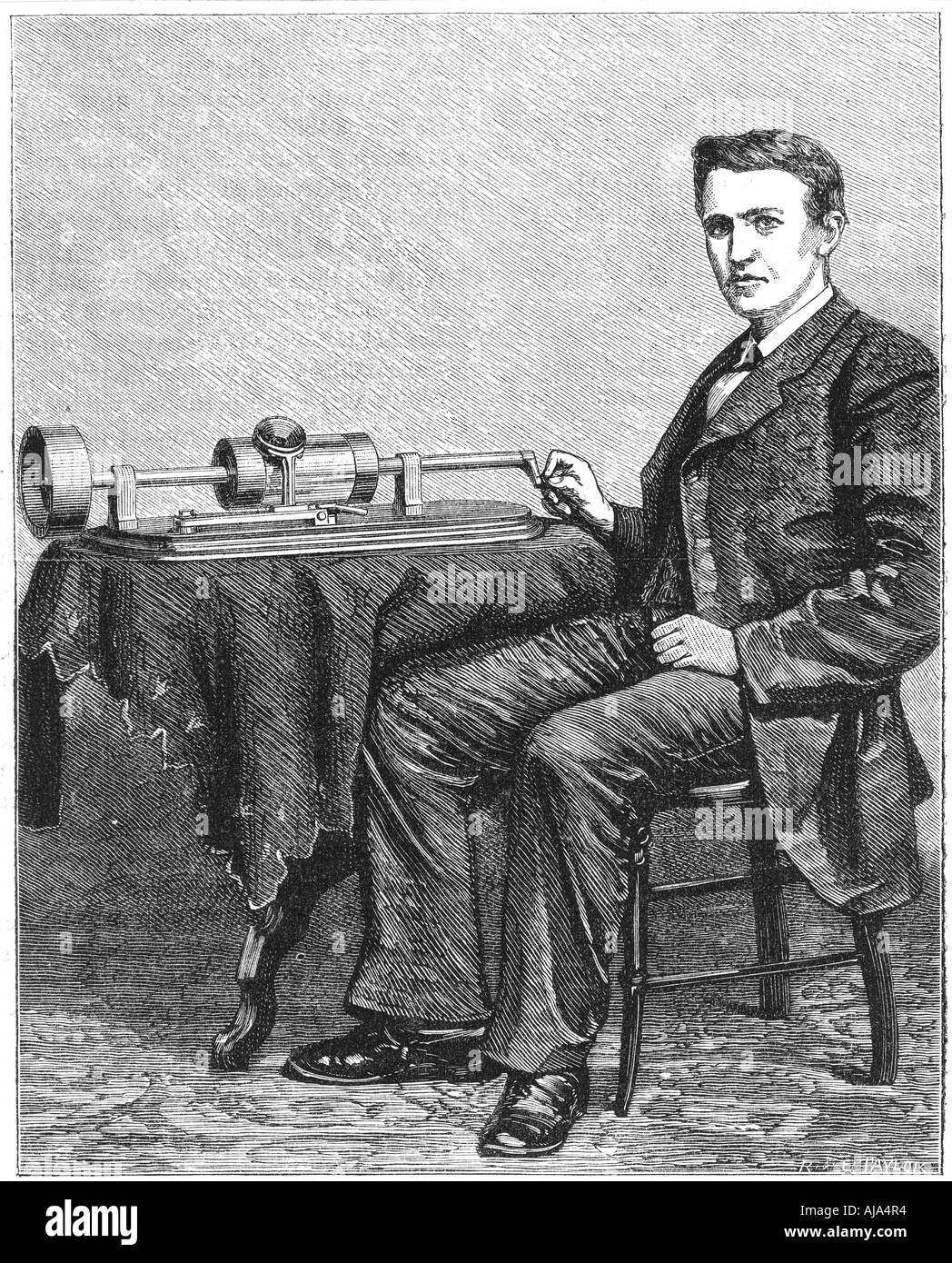 Thomas Alva Edison, Amerikanischer Erfinder, Mit Einem Frühen  Hand-Angetriebene Modell Seines Phonographen, 1878. Artist: Unbekannt  Stockfotografie - Alamy