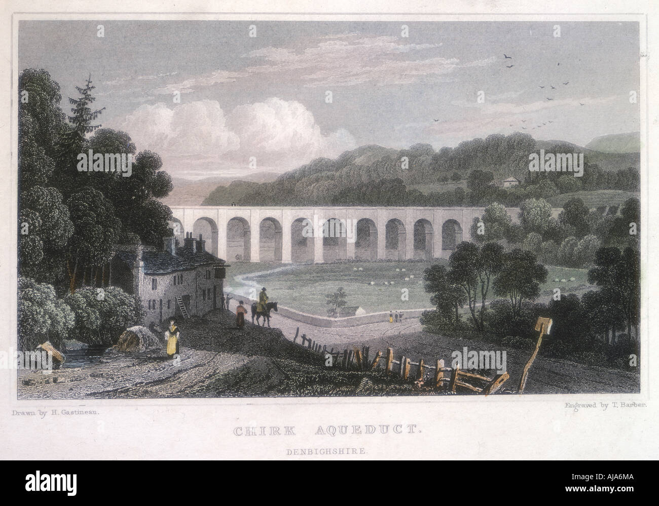 Chirk Aqueduct auf der Ellesmere Canal, c 1829. Artist: Thomas Friseur Stockfoto