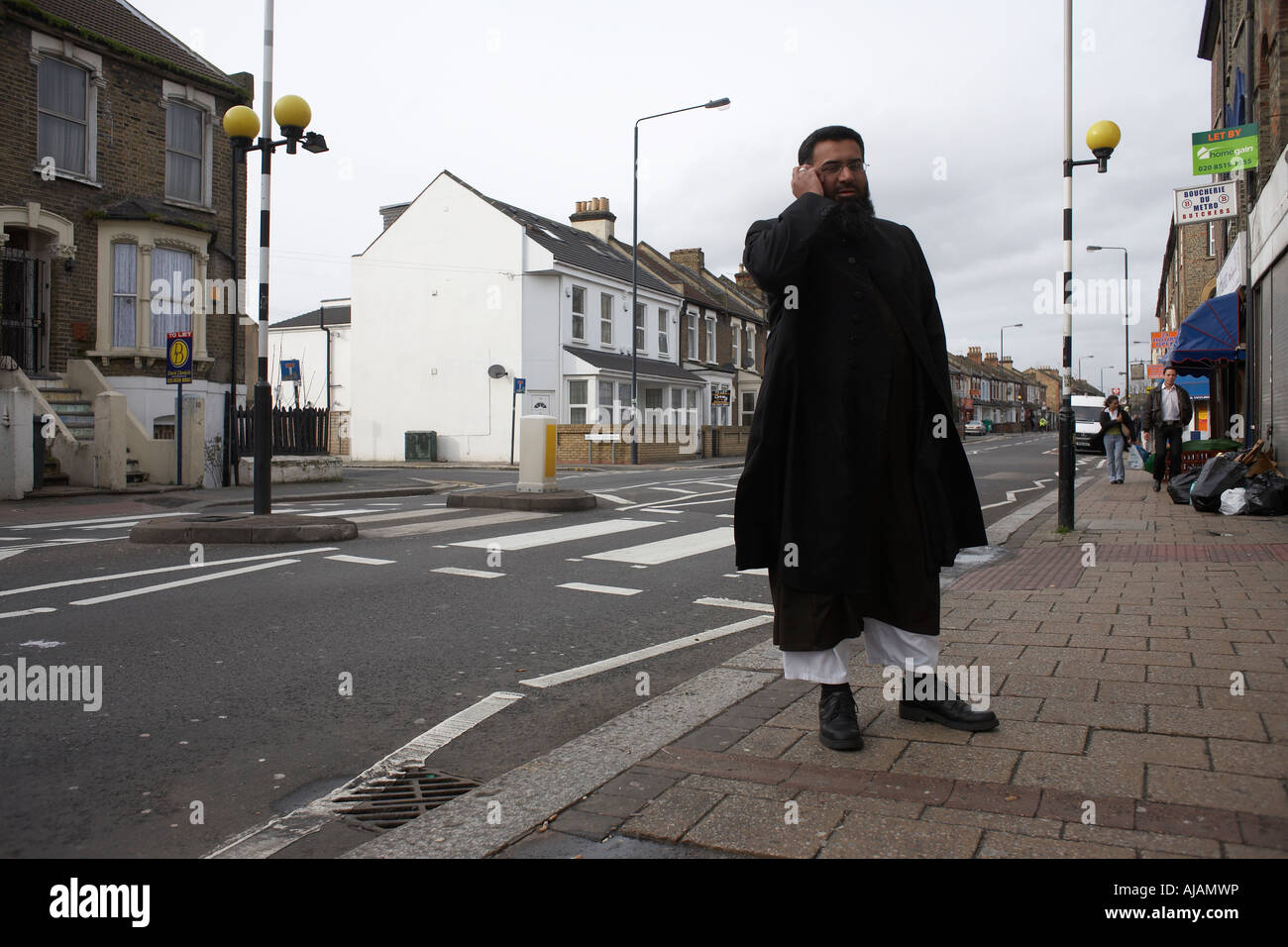 Islamist Anjem Choudary ist Stellvertreter und wichtigsten Sprecher des radikalen UK al Muhajiroun und verboten Ausreißergruppe Islam4UK Stockfoto