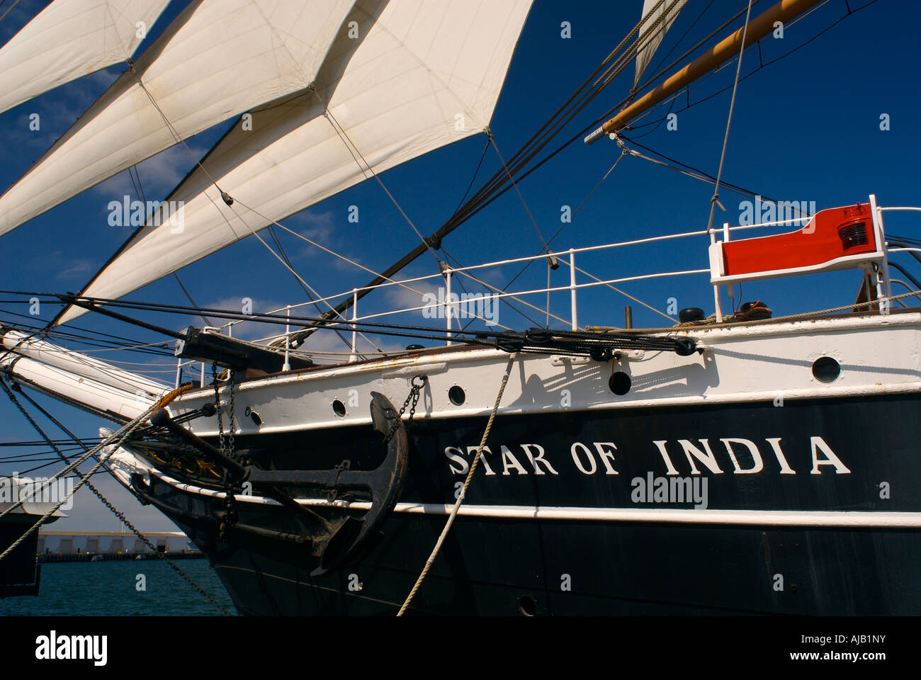 Das Schiff namens the Star of India an die Maritime Museum of San Diego, San Diego, CA, USA. Stockfoto