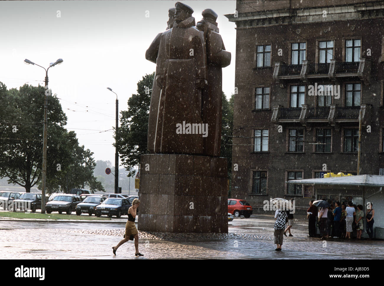 Riga, die Hauptstadt Lettlands, eines der baltischen States.Memorial, die lettische schützen. Stockfoto