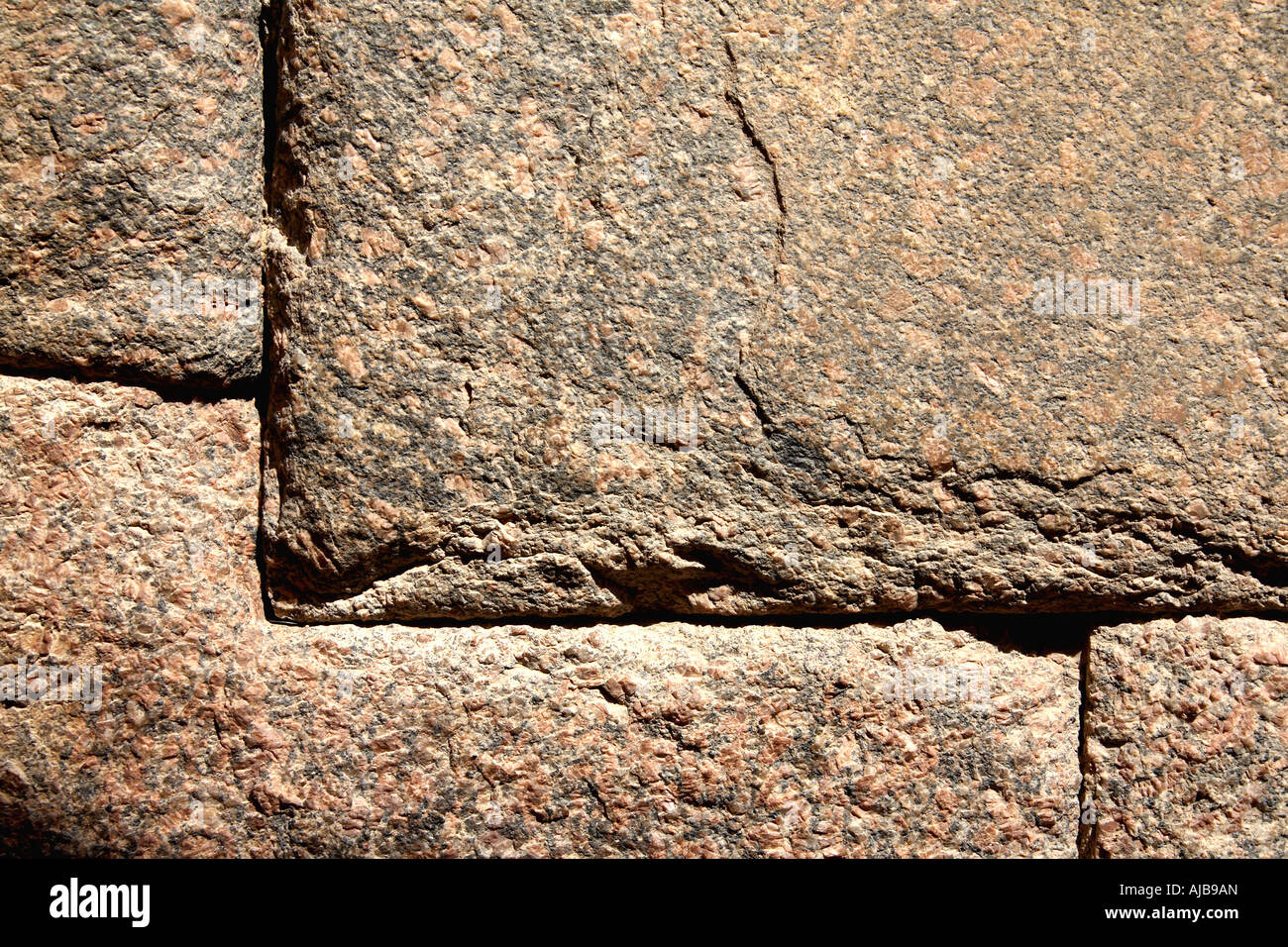 Gerade geschnittene, eng anliegende Schnitt Granit-Steinblöcke von Khafre s Tal Tempel Gizeh Kairo Ägypten Afrika Stockfoto