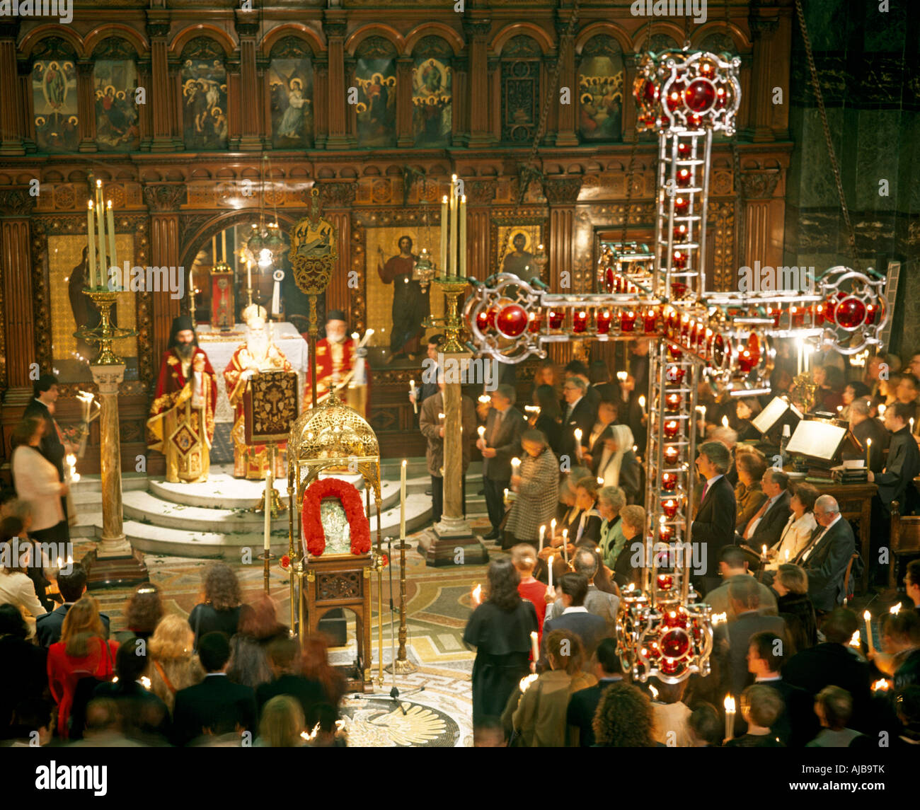 Griechisch orthodoxe Ostern Kirche Gottesdienst in Agia Sophia