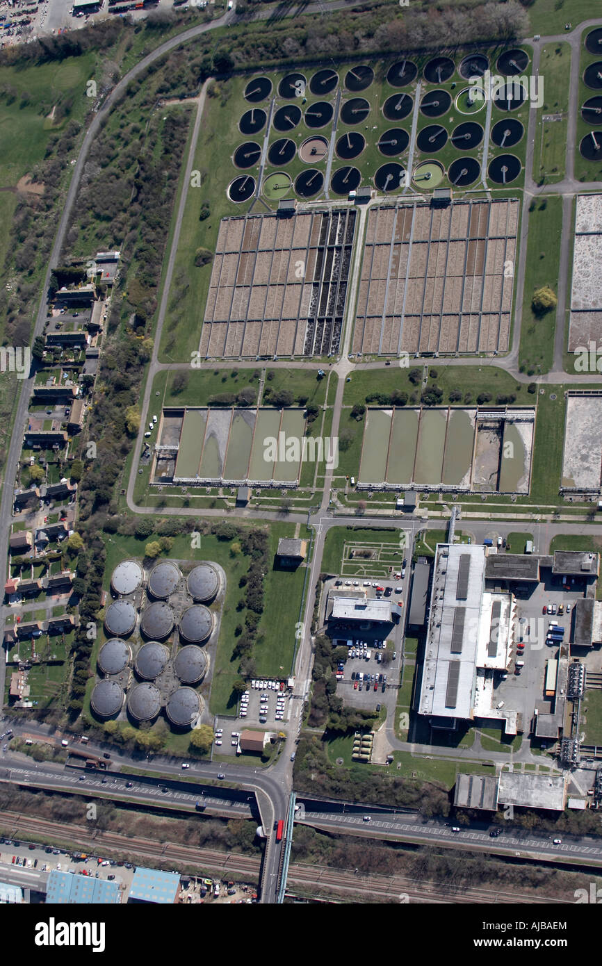 Luftbild östlich von Pickett s Lock Abwasser Werke Edmonton London N9 England UK Stockfoto