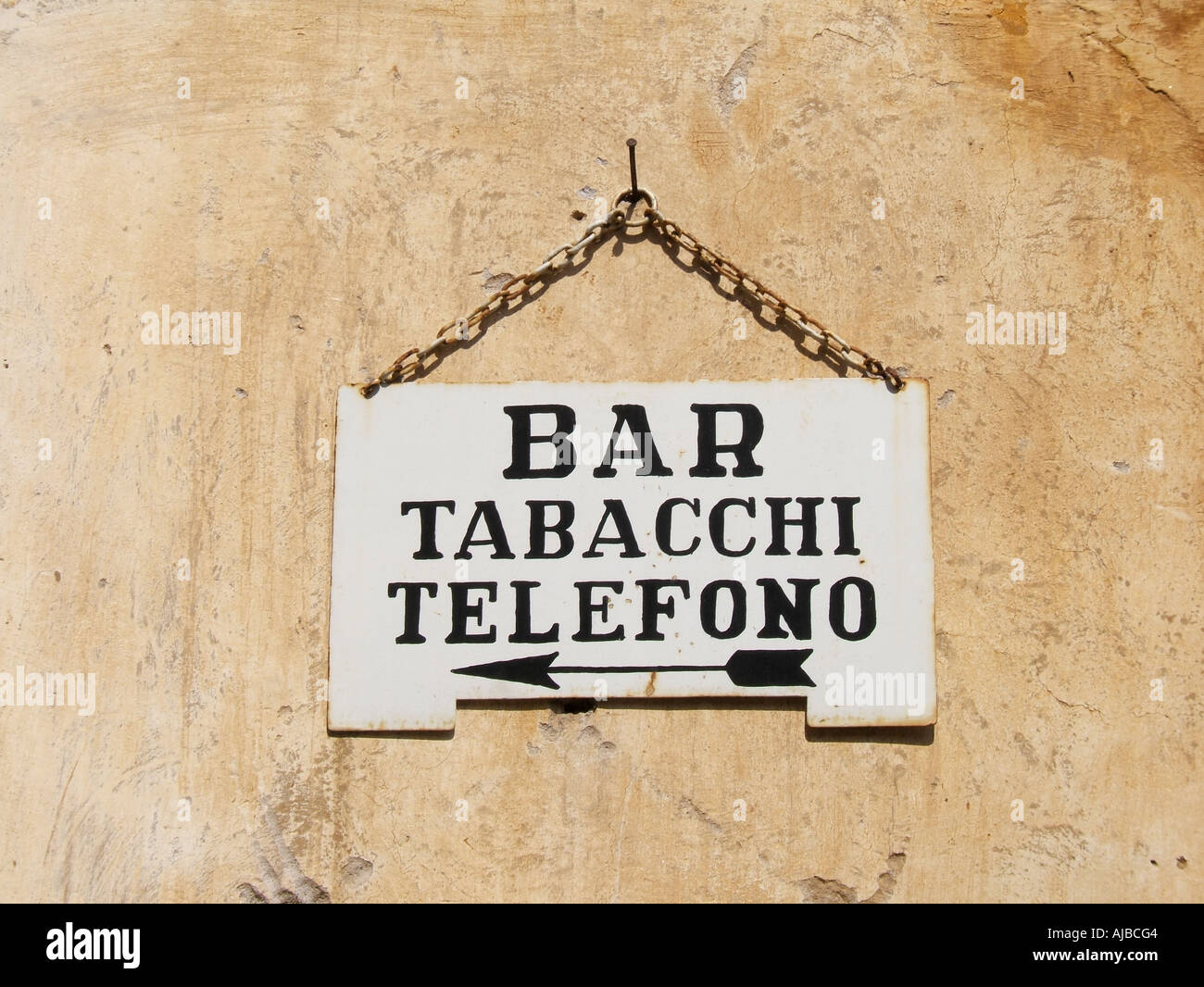 Bar Tabacchi Telefono unterzeichnen in Italien Stockfoto