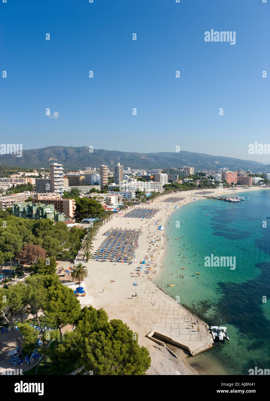 Strand vom Hotel Sol Antillen, Magaluf, Bucht von Palma, Mallorca, Balearen, Spanien Stockfoto