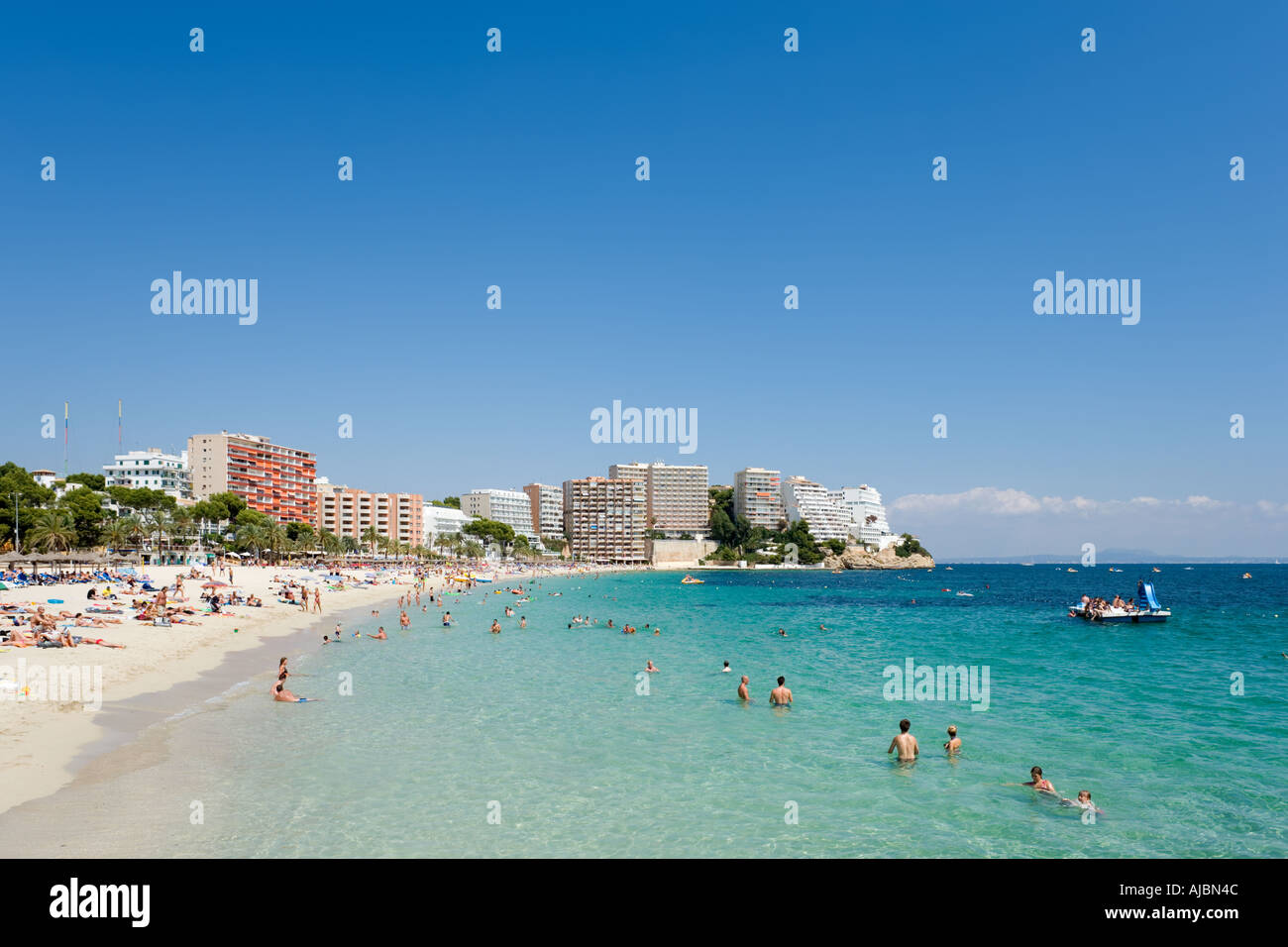 Strand, Magaluf, Bucht von Palma, Mallorca, Balearen, Spanien Stockfoto