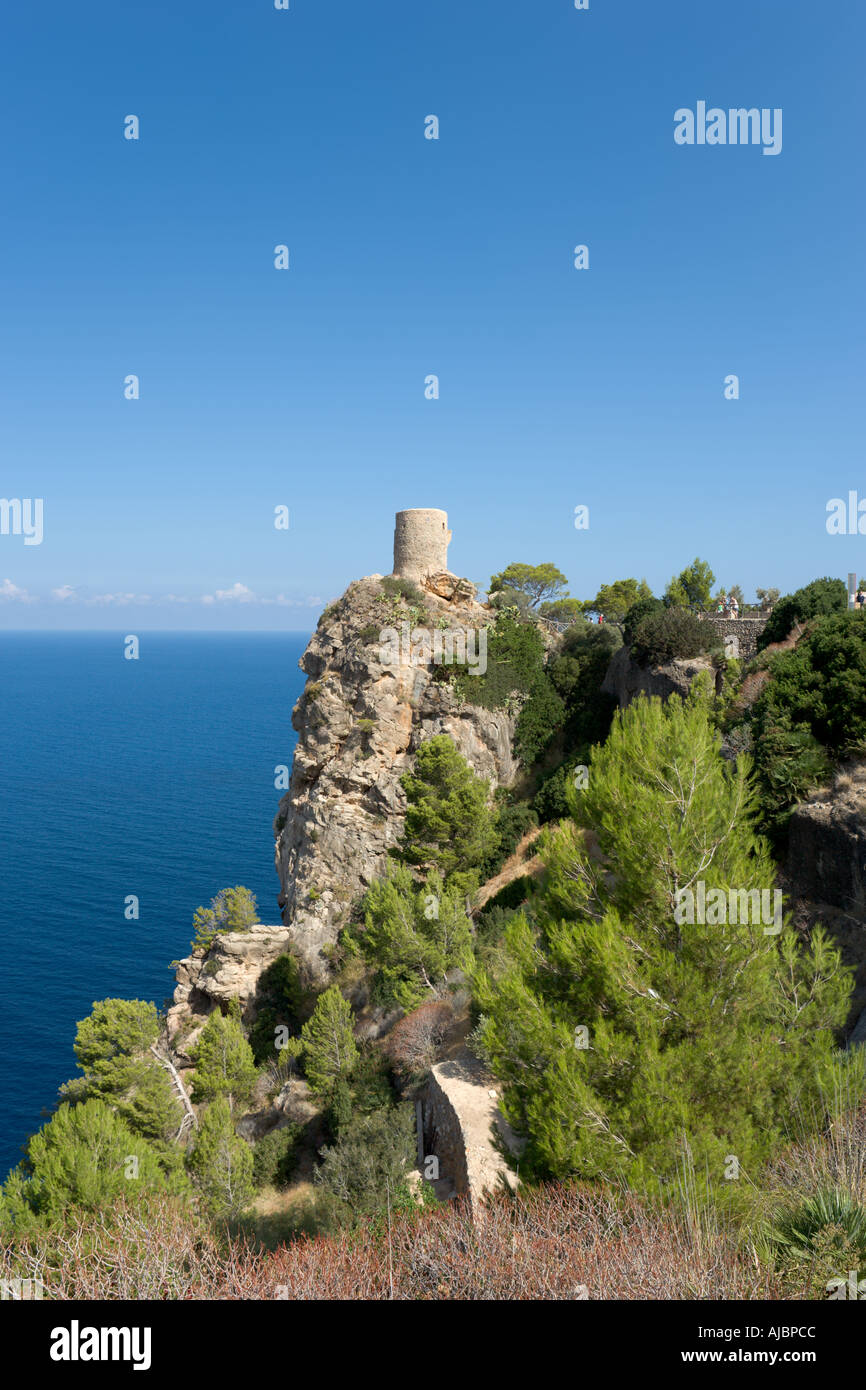 Mirador Torre del Küster in der Nähe von Banyalbufar, Westküste, Mallorca, Spanien Stockfoto