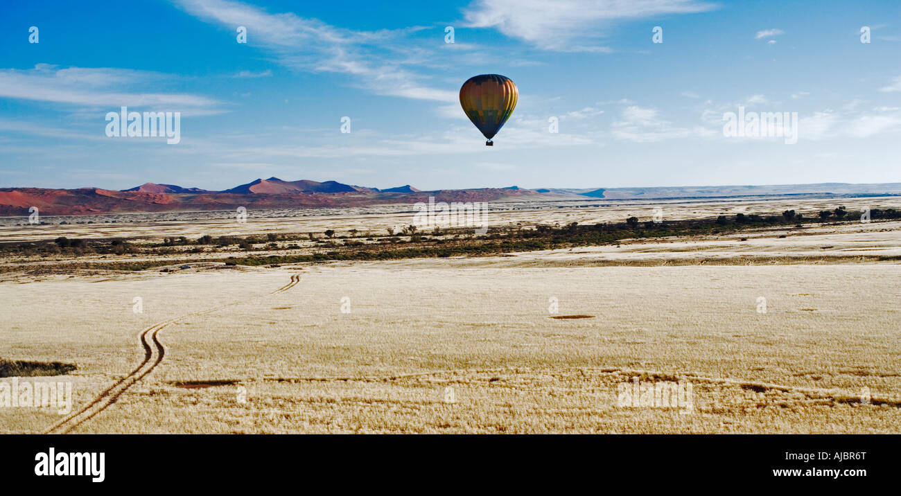 Heißluft-Ballon über Horizont Stockfoto